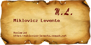 Miklovicz Levente névjegykártya